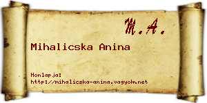 Mihalicska Anina névjegykártya